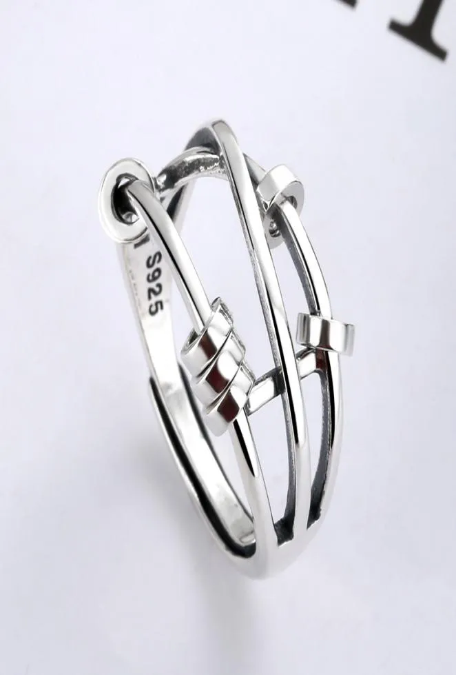 S925 Sterling Silver Fashion Women Three Rings Smart pekfinger Ringtranshipment Multicircle Tranship Pärlor som önskar Silve2352672