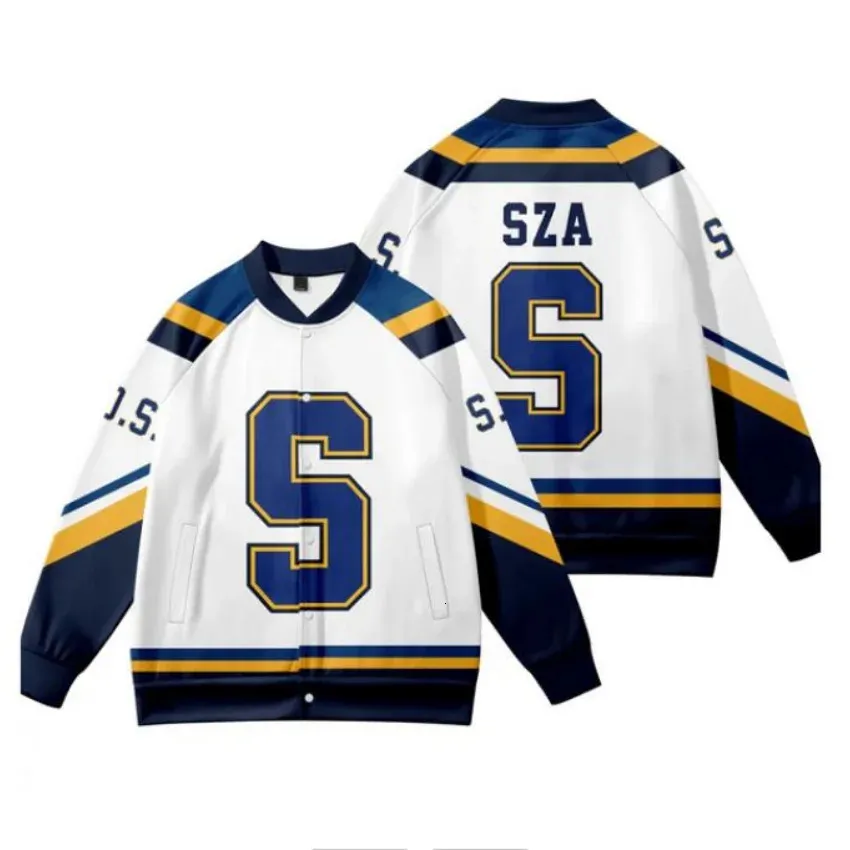 SZA Jersey SOS Album Merch Baseball Jacket Women Men Men Bomber Jacket Onyterwear Streetwear Hip Hop College Baseball Mundur 231226