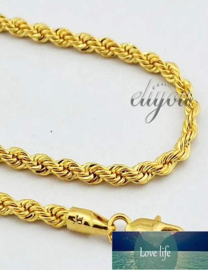 New Fashion Jewelry 4mm Mens Womens 18K Yellow Gold Filled Necklace Rope ed Chain Gold Jewellery DJN86 Factory expert d8878731