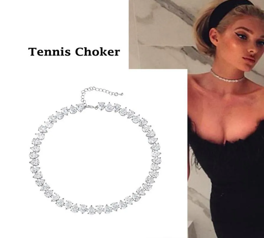 Weimanjingdian Nowe przybycie gruszka Cute Cubic Zirconia CZ Crystal Shinning Tennis Choker Naszyjnik dla kobiet Prezenty biżuterii 2125447