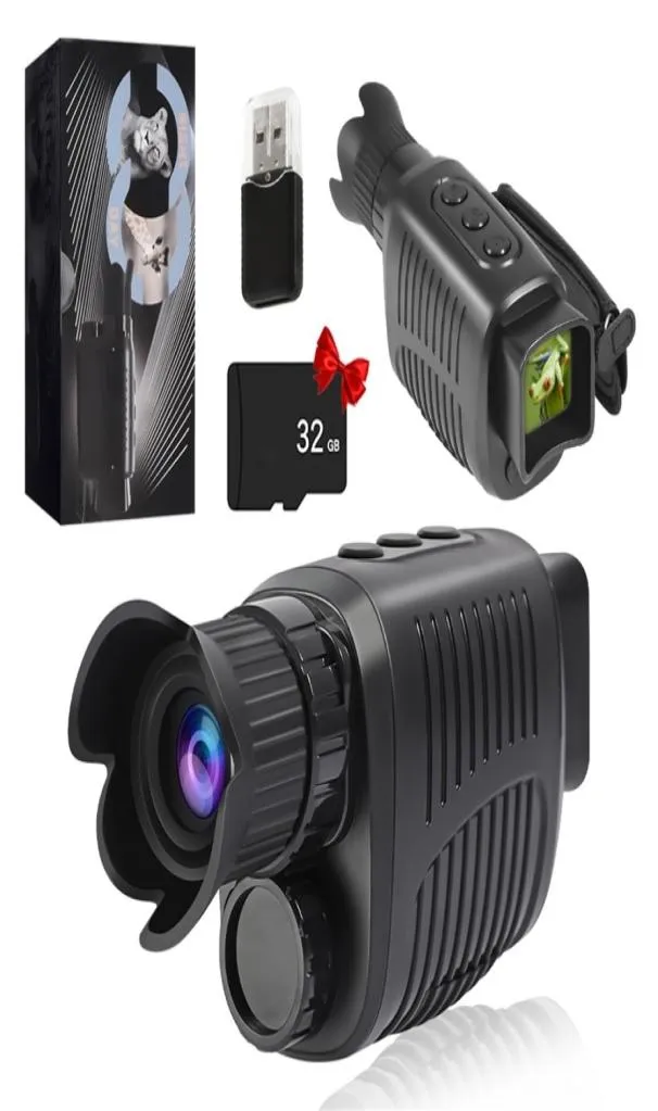 ナイトビジョンデバイスモノクーラー1080p HD赤外線カメラ4xデジタルズームハンティングテレススコープワイルドデイデュアル使用P Oビデオ2207216375640