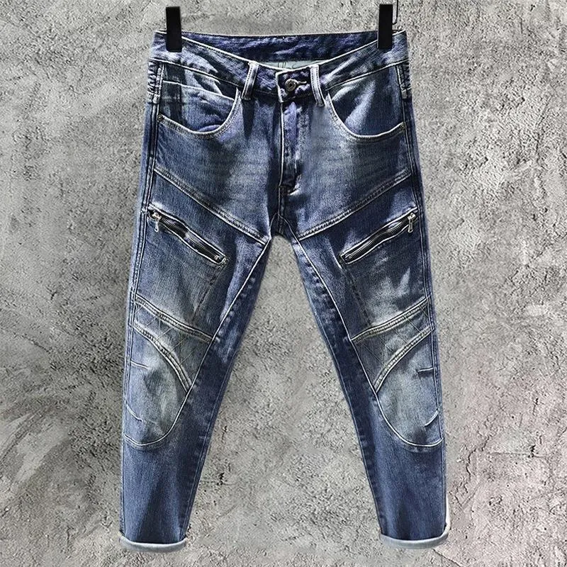 Jeans maschili americani retryle retryle di fascia alta pantaloni conici da lavoro da lavoro di moda da uomo in modo che patchwork