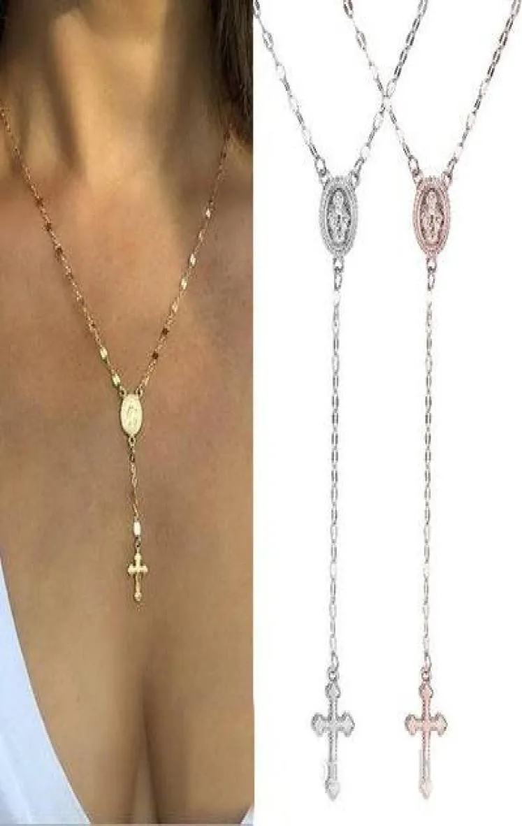 Vintage Chain Halsband Christian Böhmen Religiös Rosary Pendant Halsband för kvinnor Charm smycken guldhänge halsband9409347