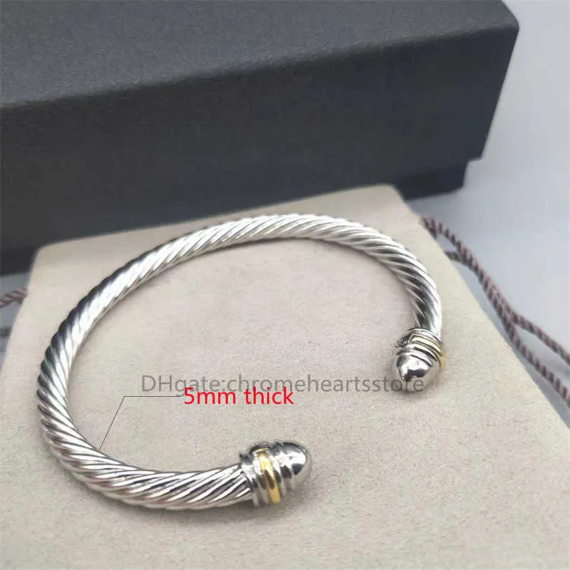 cuff bracelets Retro 925 Silver cable round diamond Men charm Women Bangle Popular Fashion Personality Couple designer Bracelet charms jewelry