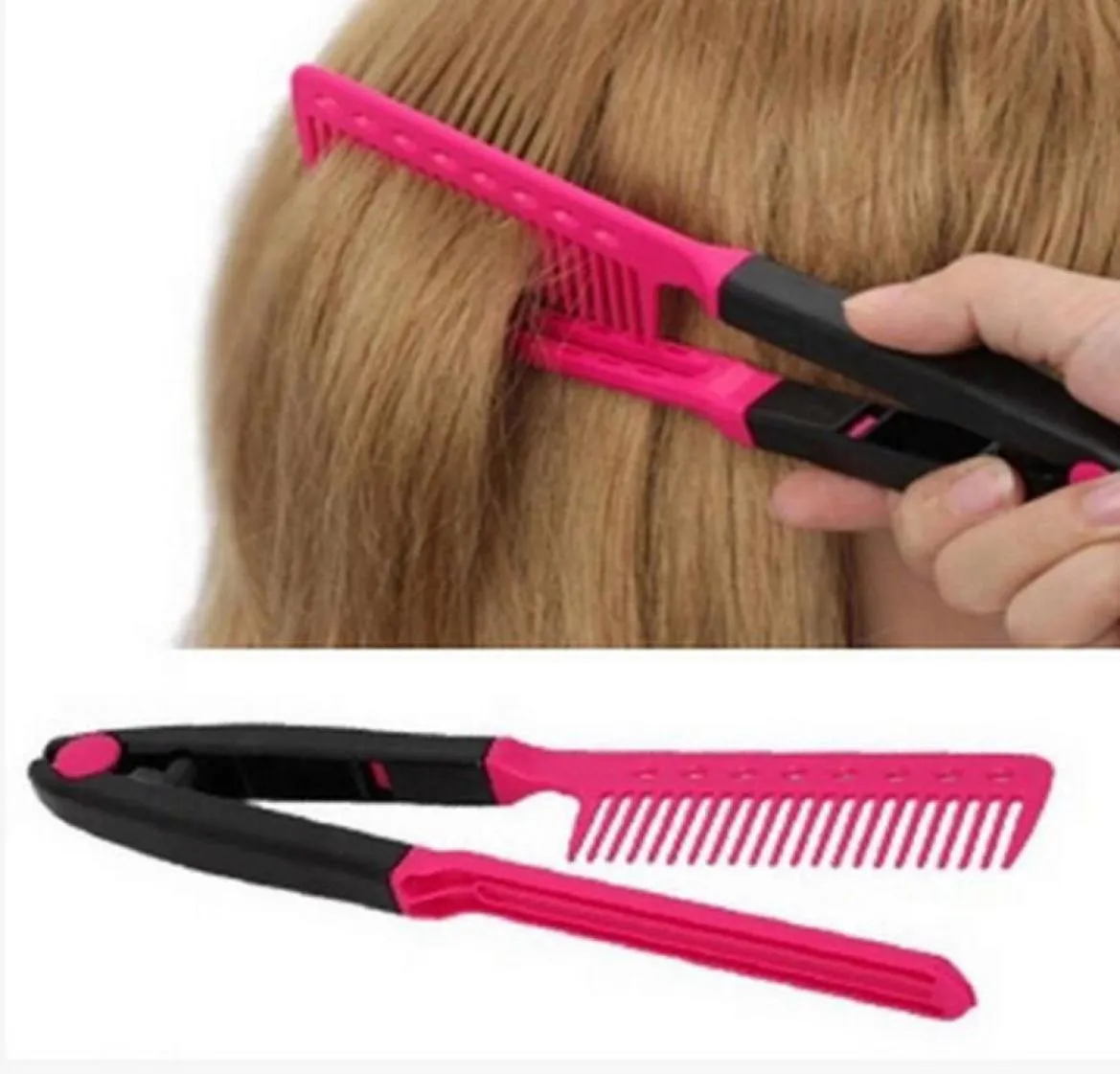 Fashion V Type Hair Straightener Comb DIY Salon Hairdressing Styling Tool Curls Brush Combs 8781465