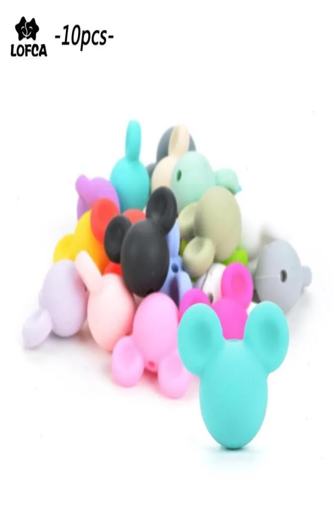 Hela 10st Lot Teethers Mus Baby Tinging Pärlor Tecknad silikon för halsband BPA Teether Toy Accessories Nursing DIY7309546