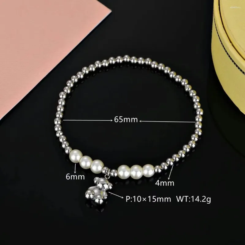 Charm Bracelets Fashion Women Men Silver Color Rose Gold Stainless Steel Cartoon Pink Animal Bead Braided Pulsera For A Gift