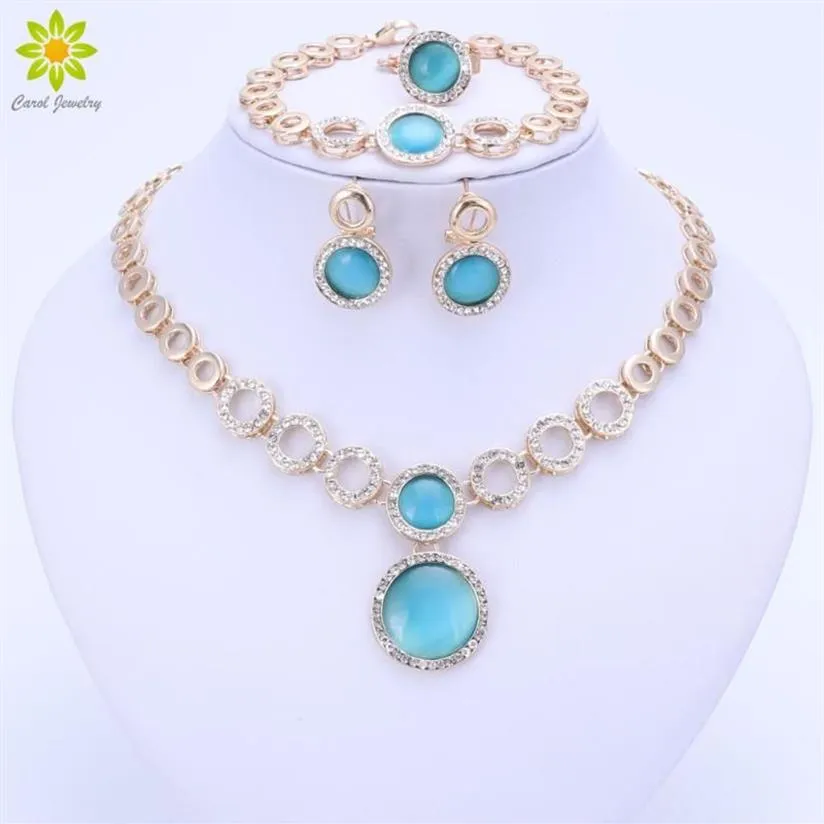 Oorbellen Ketting Dubai Goud Kleur Sieraden Sets Mode Nigeriaanse Bruiloft Afrikaanse Kralen Kostuum Verklaring Accessoires2320