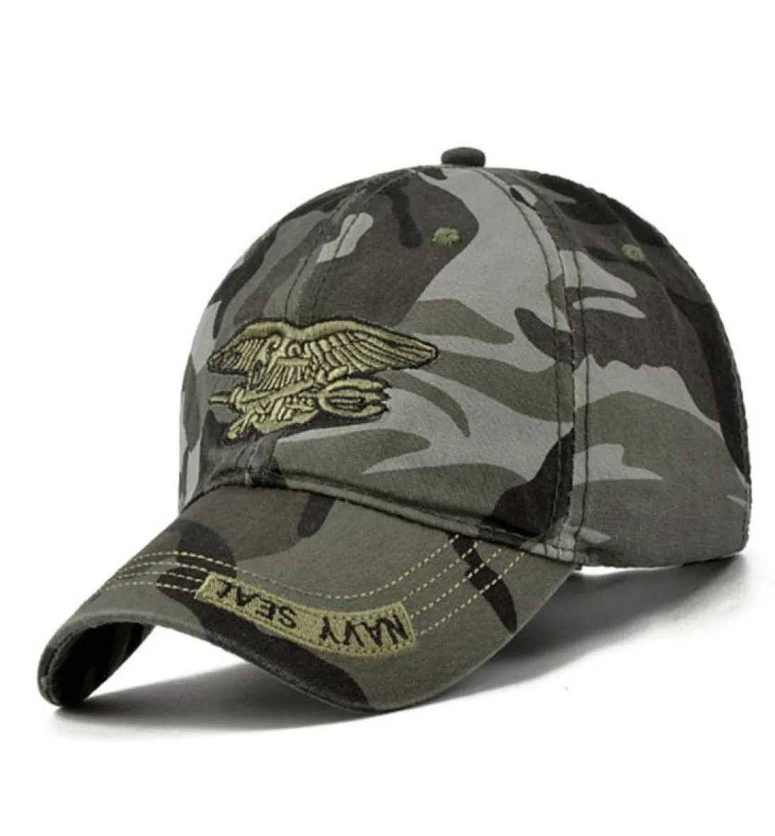 Nieuwe Heren Navy Seal Hoed Topkwaliteit Legergroen Snapback Caps Jacht Vissen Hoed Outdoor Camo Baseball Caps Verstelbare golfhoeden1070065