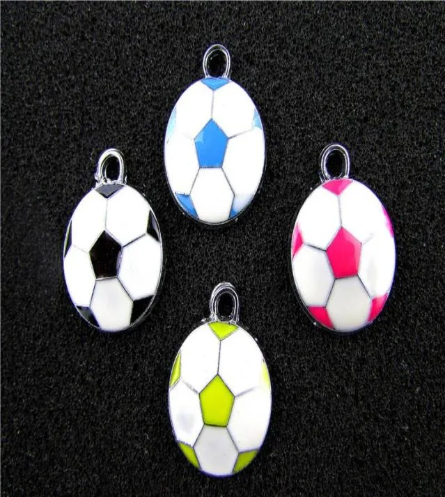 AE721 mélange couleur 100 pièces alliage métal émail Football pendentif à breloques 21x18mm perle 2020new 2020new5806107