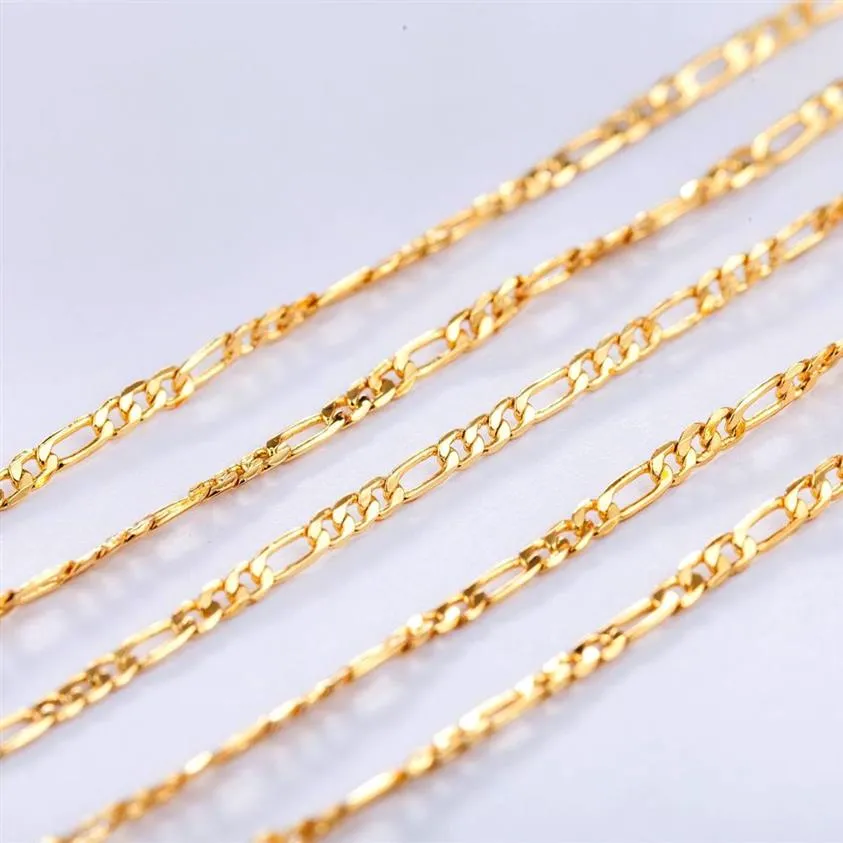 10st Gold 2mm Size Figaro Halsband 16-30 tum Fashion Woman Jewelry Woman Simple Sweater Chain Jewelry Factory kan vara CUS3288