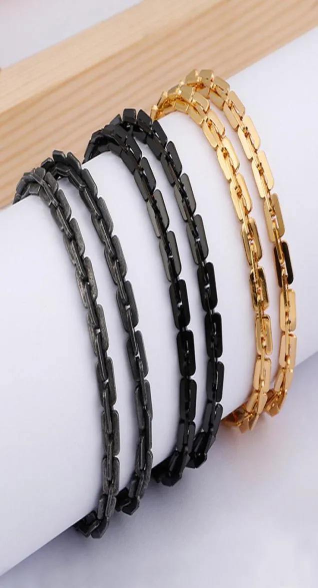 Nouveau style fermoir chaîne de boîte rectangulaire en acier inoxydable 316L collier plaqué IP chaînes Figaro collier 67 cm 45 mm or noir vintage G4608560