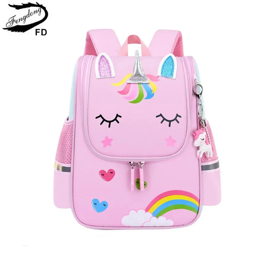 Fengdong petite fille sacs d'école enfants mignon cartable animal cartable élève du primaire petit sac à dos fille maternelle sac à dos 231225