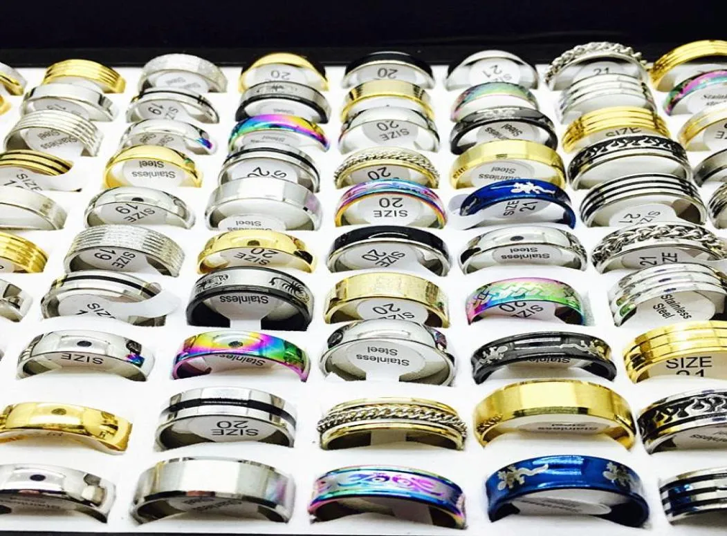 Hele Bulk Lot 50 Stuks Men039s Women039s Mix Stijlen Rvs Ring Party Engagement Sieraden Bands Ringen4756185