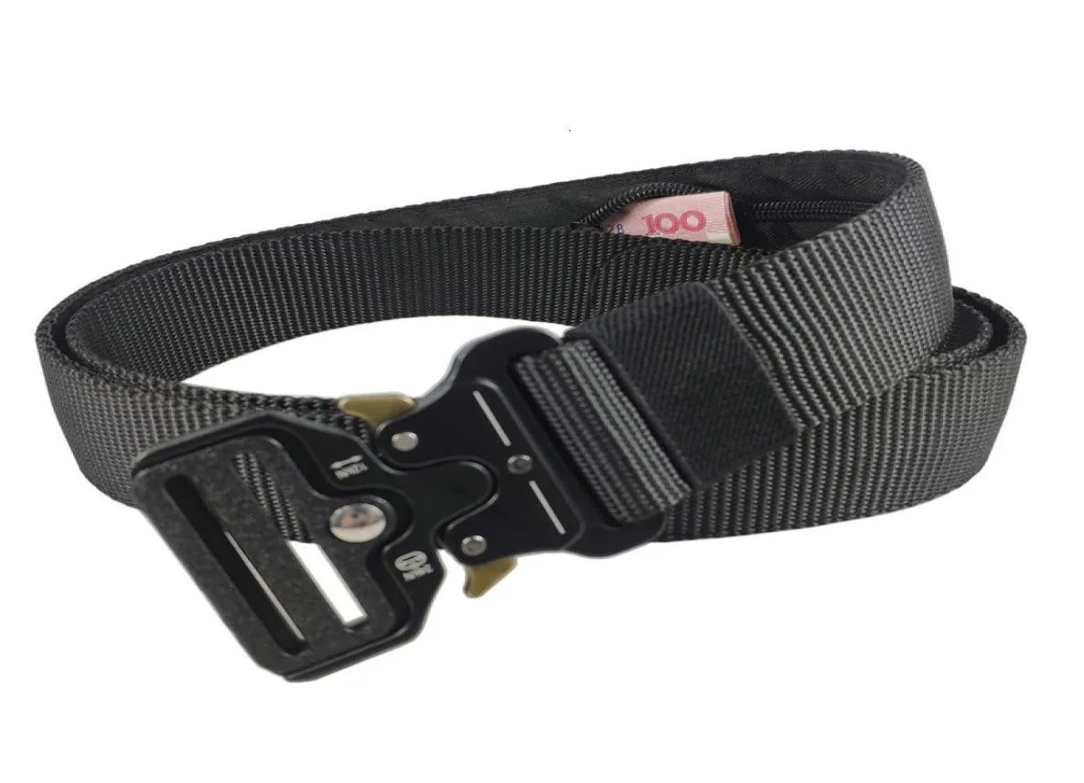 Bälten döljer pengar Tactical Men039S Army Fan Multifunktion Zipper Wallet Safety Bule Belt8662433