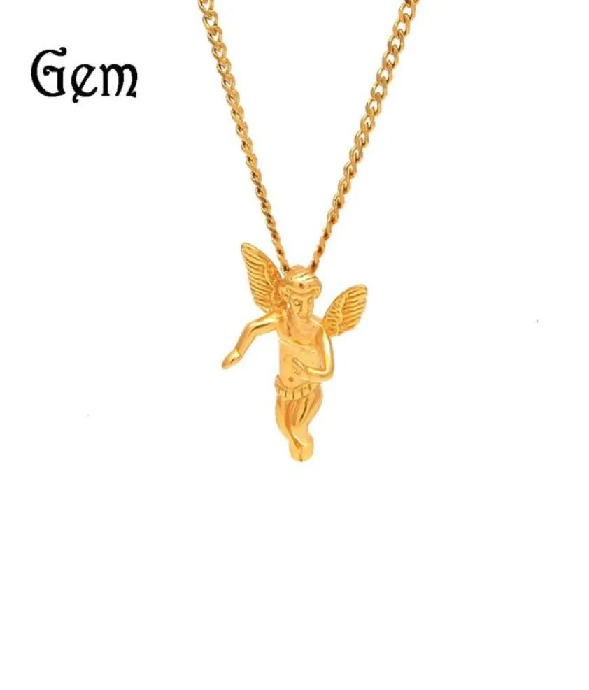 Hip Hop Men039s Pendentif ange en acier inoxydable de haute qualité249I6578126