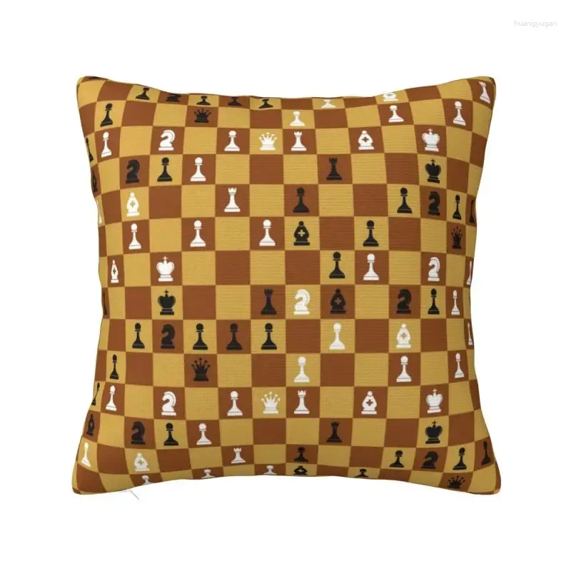 Taie d'oreiller carrée en forme d'échiquier, décoration de chambre à coucher, style nordique, joueur de jeu d'échecs, Salon, 45x45cm