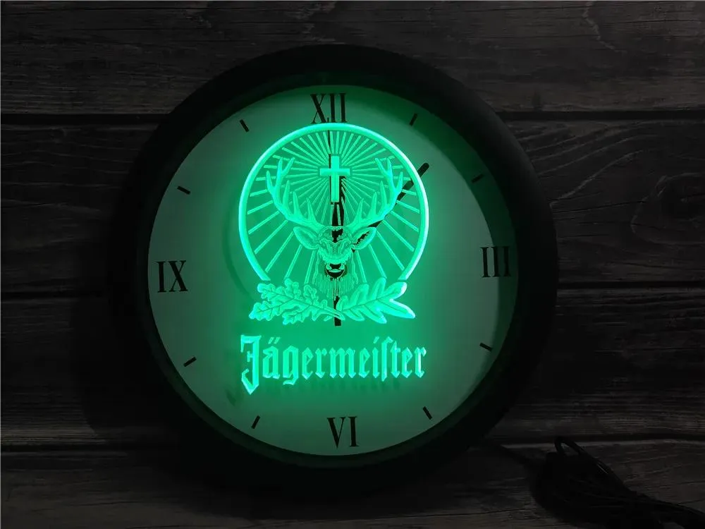 時計0R001 Jagermeister AppRGB LED NEON LIGHT SIGNE WALL CLOCK