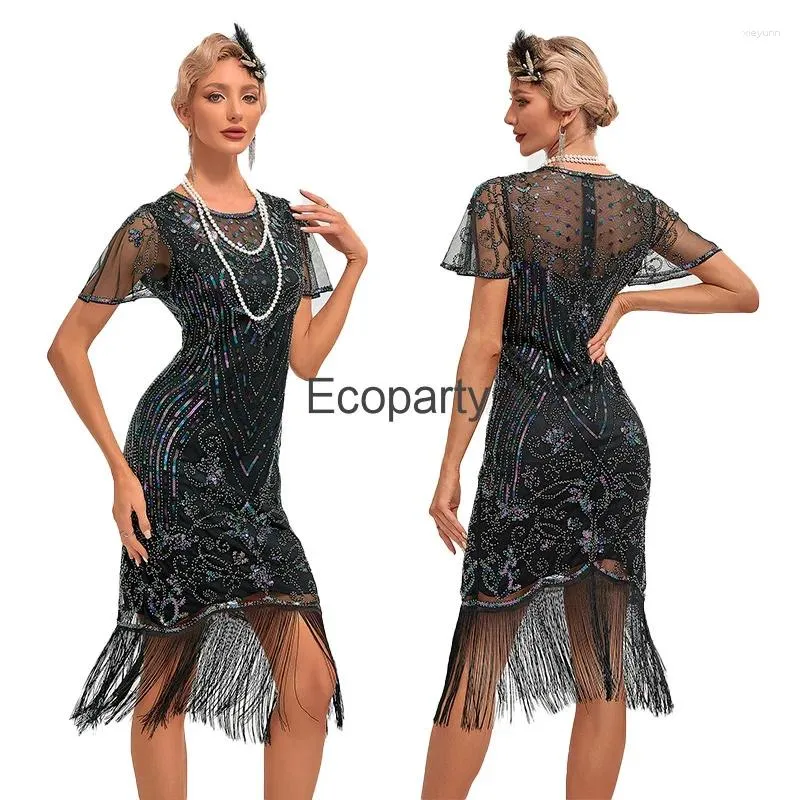 Robes de soirée Années 1920 Robe à paillettes vintage pour femmes Soirée à franges perlées Great Gatsby Charleston Costume de bal de cocktail