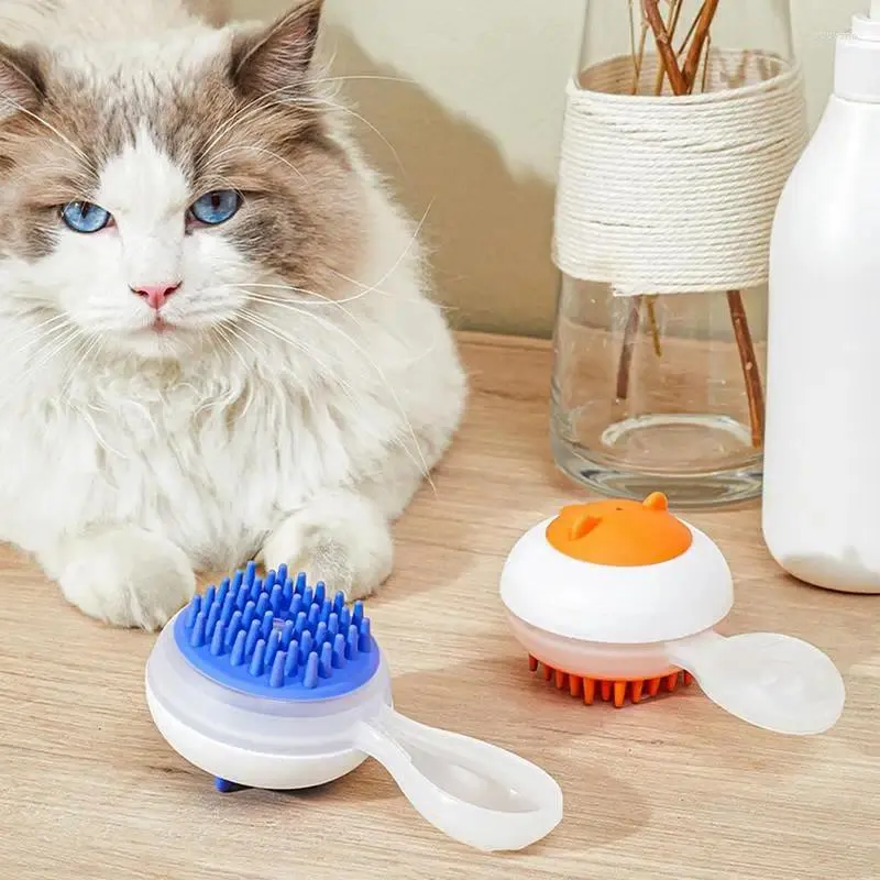 Dog Apparel Shampoo Brush Dispenser Wash Silicone Non-slip Shedding Tool Cat Grooming Long Handle Bath Scrubber