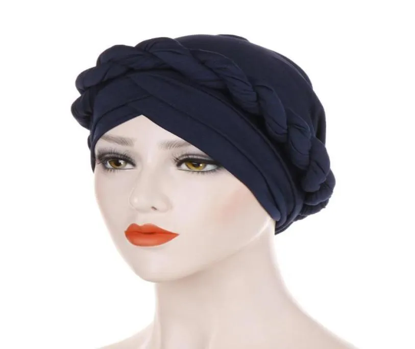 BeanieSkull Caps Women039s Cuidado del cabello Jersey islámico Pañuelo para la cabeza Seda de leche Musulmán Hijab Cuentas Trenza Envoltura Estiramiento Turbante Sombrero Chem7421338