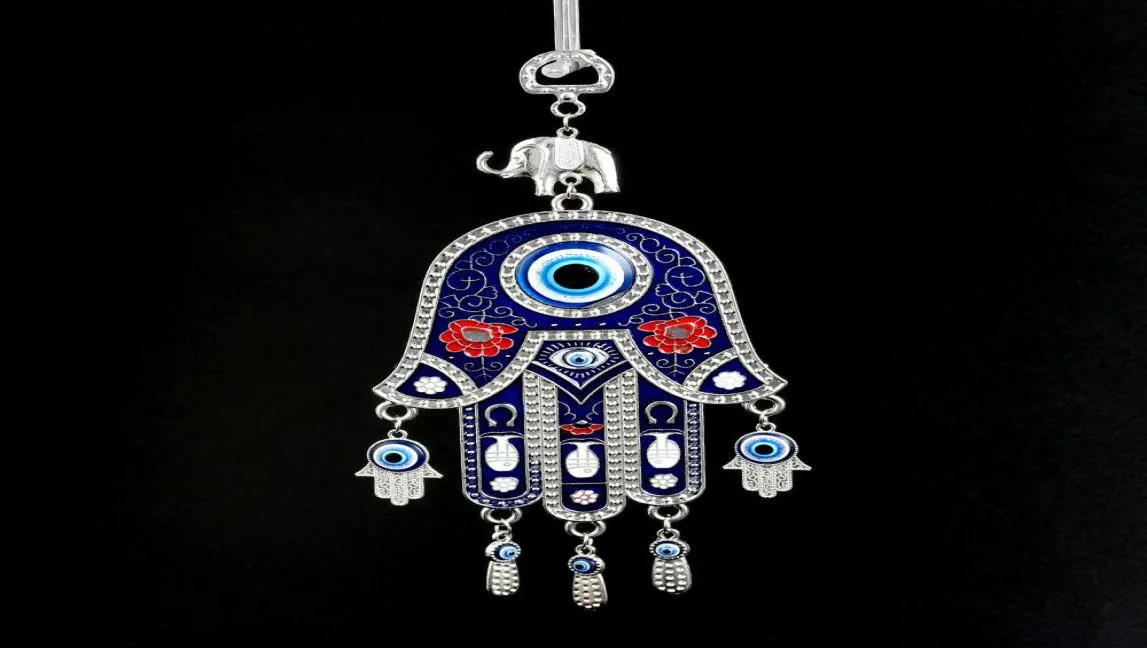 Mal olhado pendurado na parede turquia contas de mau olhado com hamsa mão carro chaveiro azul mau olhado borla charme pendurado na parede jóias chaveiro 8030810