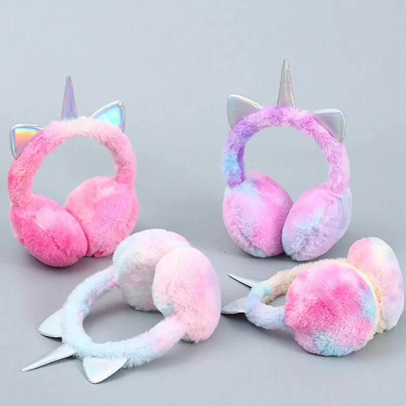 Simpatici paraorecchie per unicorno paraorecchie per bambini adorabili orecchie di gatto scaldino peluche fascia in pelliccia cuffie inverno ciclismo soffice paraorecchie 231225