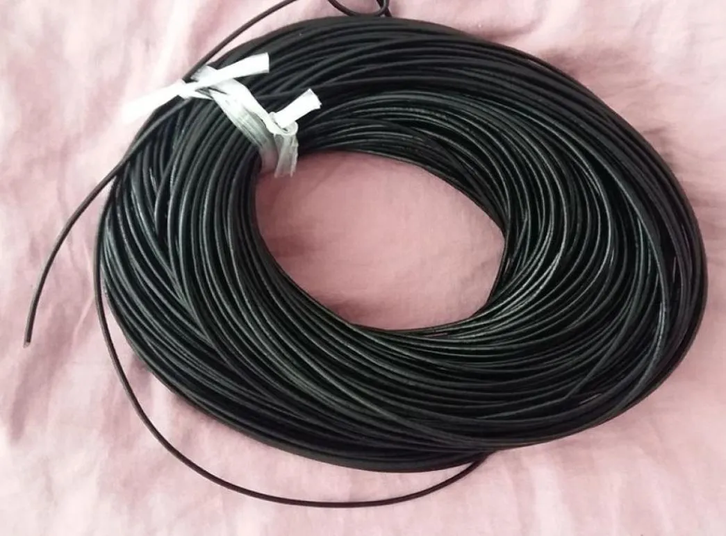 Crafts Round Cowhide Genuine Leather String Cord Natural Rawhide Rope for Jewelry Making Kumihimo Braiding Shoelaces 2mm Blac1171324