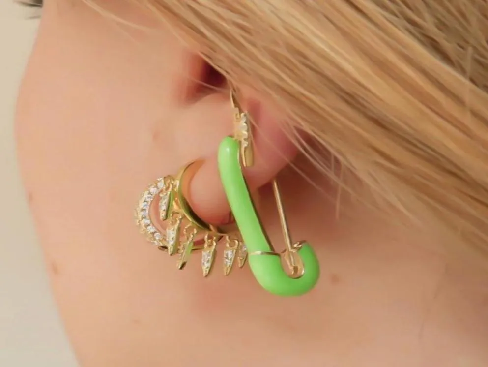 Orecchino a spilla da balia rosa verde giallo 2021 gioielli al neon per le donne regalo da donna oro riempito smalto colorato multi piercing stud7958333