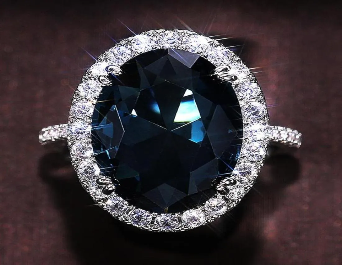 Anéis de casamento Huitan Charmoso Azul CZ Mulheres Acessórios de Festa Bling Gracioso Nupcial Eternidade Anel Na Moda Jóias Whole9308568