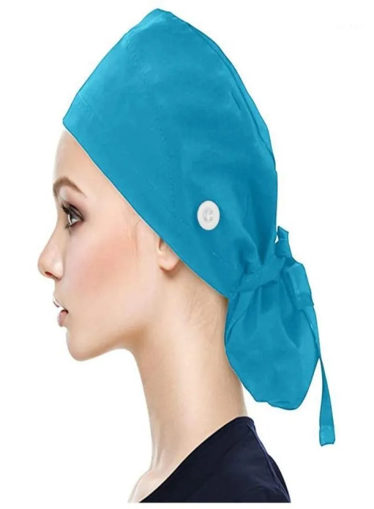 Berretto con bottoni Cappello bouffant con fascia per le donne Accessori uniformi Estetista Cappello antipolvere per zucca Nessun cappello di genere J519384125