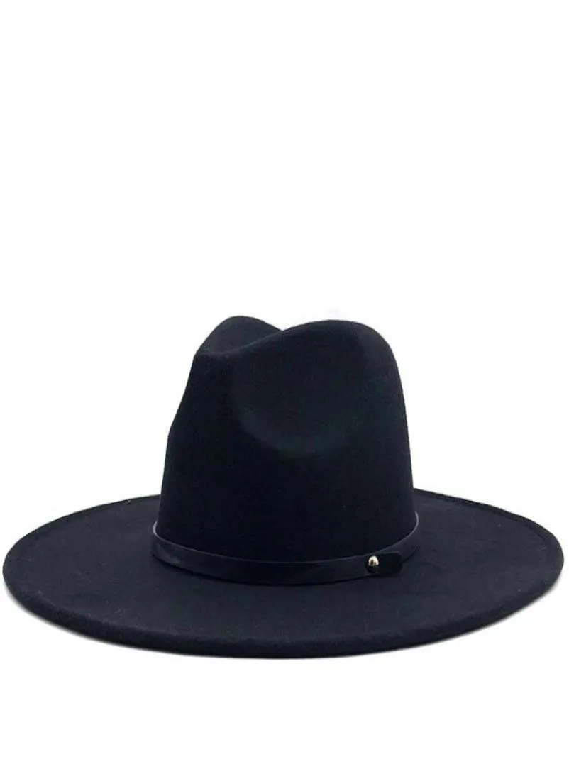 Clássico unissex aba larga emenda dois tons de lã fedora inverno quente aba larga chapéus femininos vermelho preto senhoras igreja vestido derby ha a47387066