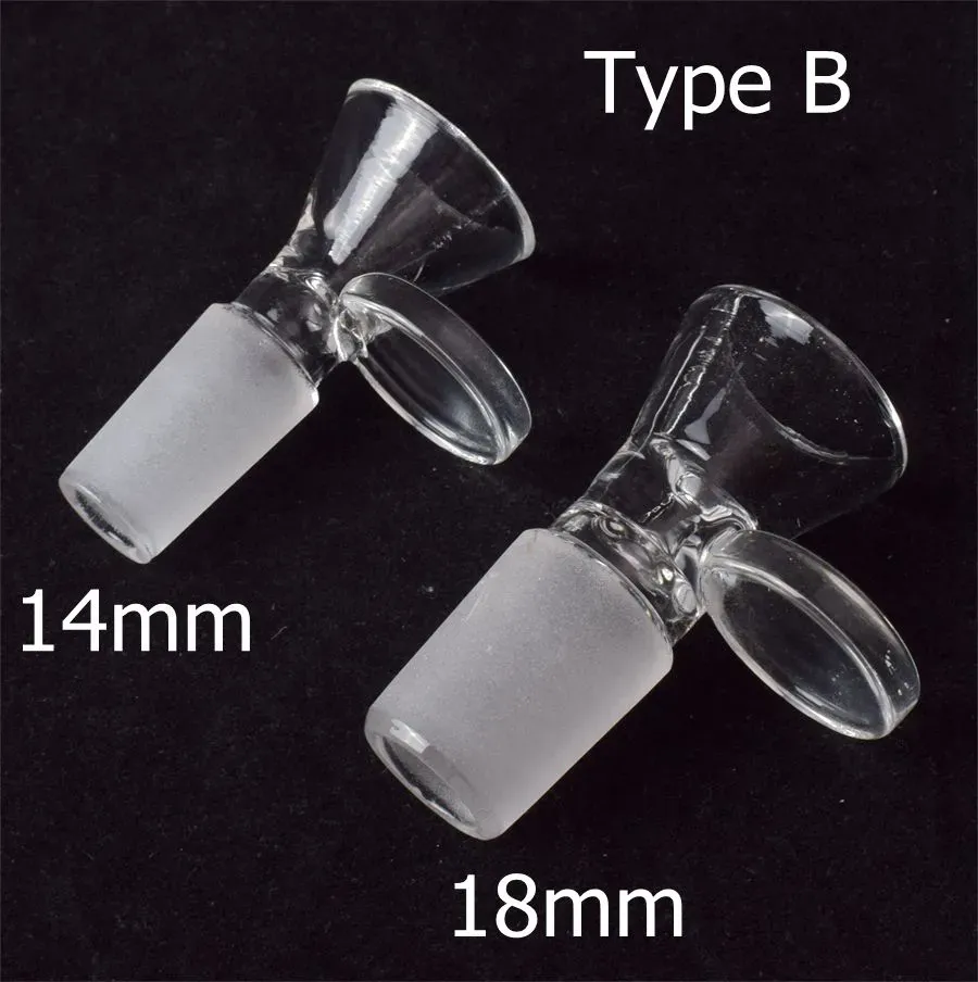 DHL 14mm Male Glass Bowl Handle 18mm Hookah 2 Types of Funnel Joint Downstem Smoking Accessories Pipe Bong Oil Dab Rigs