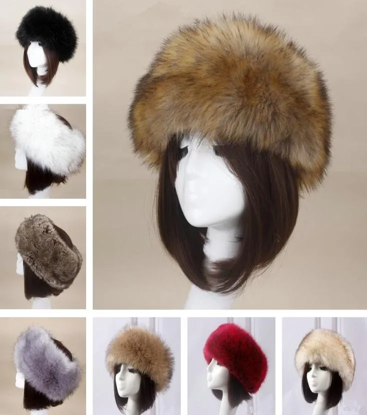 Kvinnor faux räv päls hatt vinter varm mössa huvudkläder kvinnliga hattar mössor huvudband kvinnor öron varmare öronvärmare flickor öronmuff 20203889643