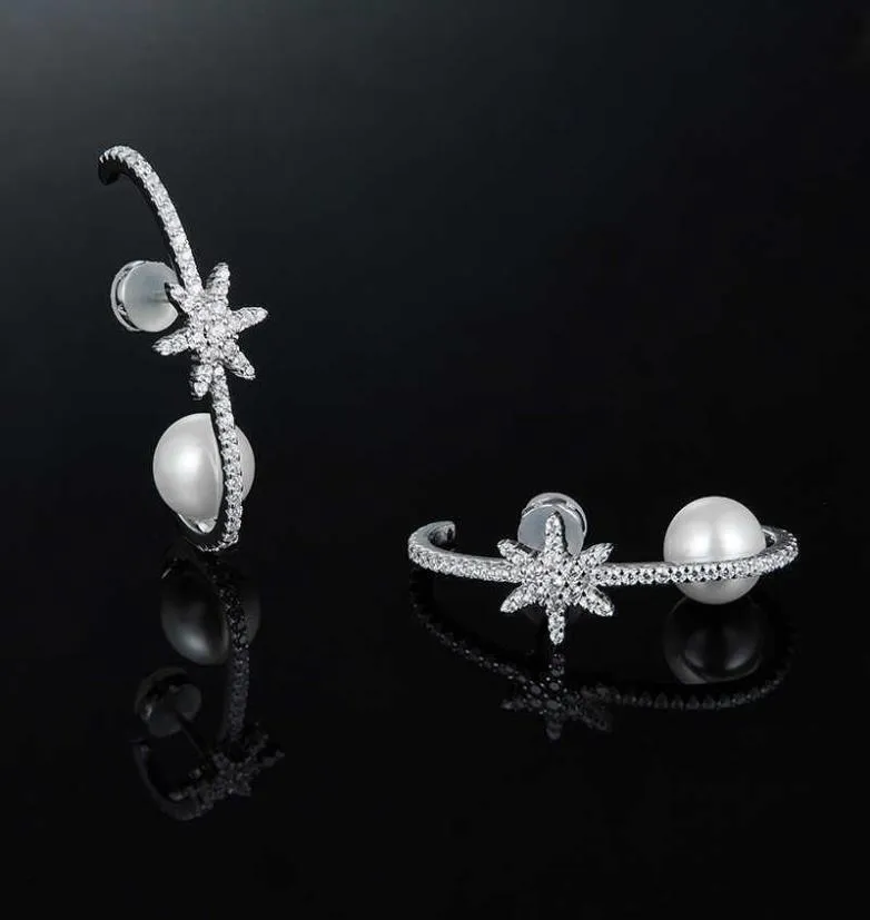 Hefang Schmuck Original Schneebündel Perlenohrringe weibliche leichte Luxus Minderheit Meteor Ohrringe 925 Sterling Silber3509896