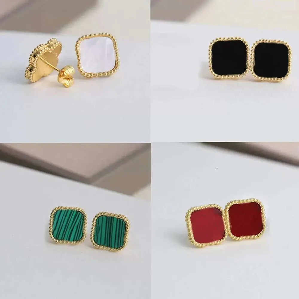 Stud 23four hoja trébol pendiente aretes diseñador para mujer joyería de moda mujer 18K chapado en oro azul rojo rosa orejera lujo je