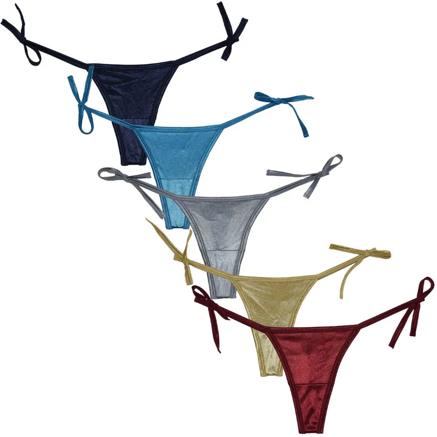 Kobiety błyszczący krawat brazylijskie bikini gniazda seksowne urok gładki g-string