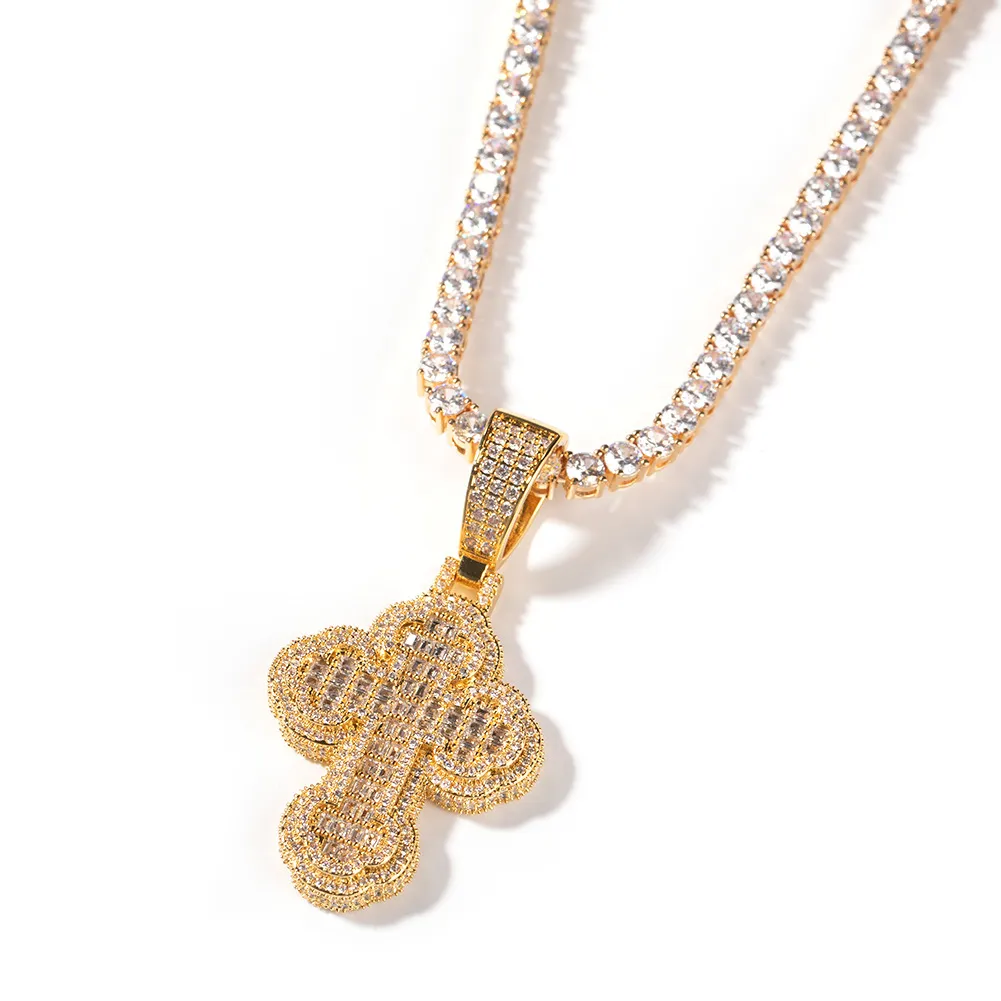 Collier avec pendentif croix Hip Hop pour femmes et hommes, cadeau complet en Zircon 5A, bijoux religieux