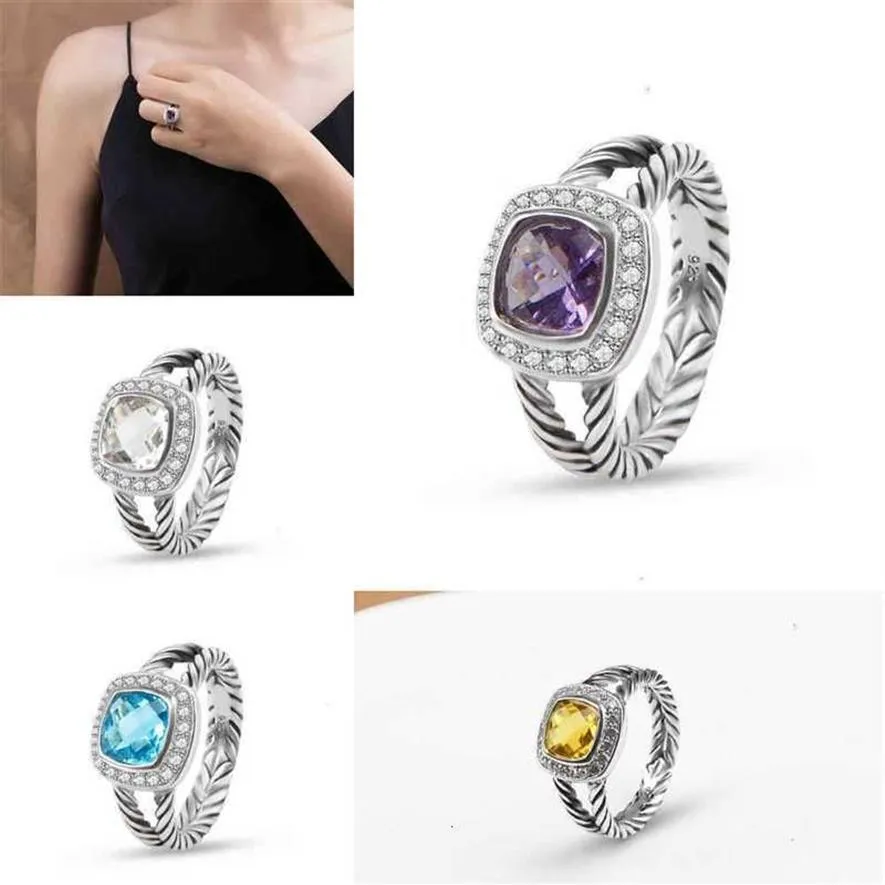 Ed Love Hoop Wedding Pierścienia Purple Elegancka luksusowa projektant mody Biżuteria Ametyst Cyrkon Designers Classic For WAM314B