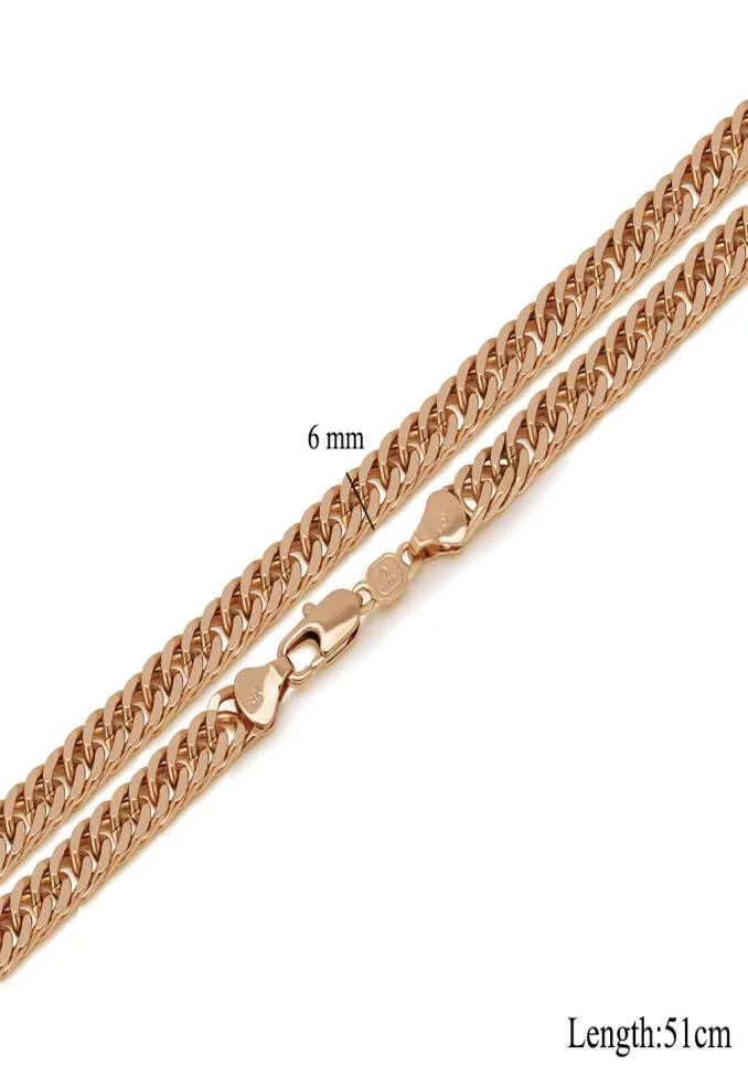 152N 50 cm x 6 mm 20 tum Hiphop Cuban Chain 18K Guldpläterade halsband för män Fashion Smycken Nickel 8361712