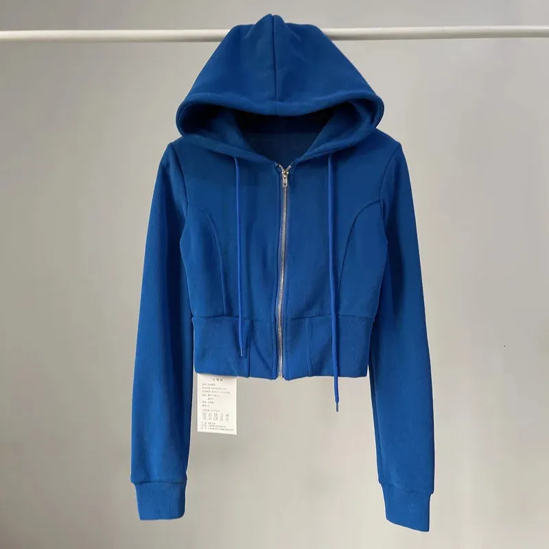 Womens Green Cropped Full Zip Up Hoodie Slim Y2k Solid Hooded Sweatshirt Crop Top Streetwear Casual 2024 From Long01 21.91 DHgate.Com