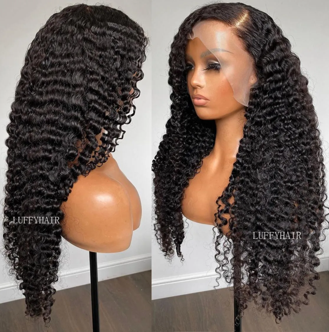 Long Sassy Curly Silk Base Human Hair Wigs With Baby Hair Gluelesss Brazilian EXCOIT Kinky Curly Pu Silk Base Wigs For Women6526480