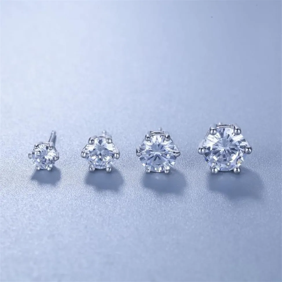 100% 925 Sterling Silver clear Cubic Zirconia Stud Earrings for Children Girls Kids Baby Jewelry s925 silver men women jewelry270U