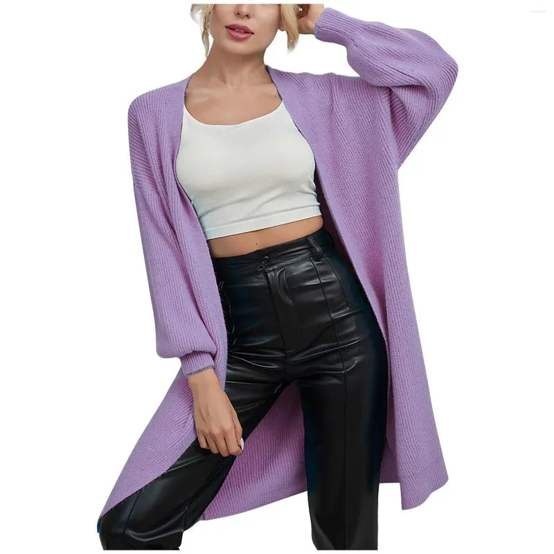 Women's Sweaters Sweater Autumn Female Fashion Winter Solid Color Cardigan Button Midi Style Pullovers V-Neck Knit Loose