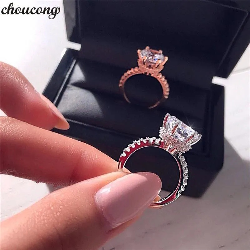 Choucong – bague de promesse en argent sterling 925, couronne éblouissante, diamant 3ct cz, bague de fiançailles, de mariage, pour femmes, bijoux de fête 294i