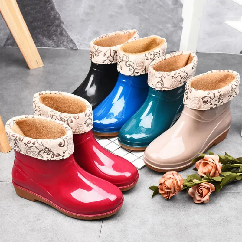 Damen-Knöchel-Regenstiefel, wasserdichte Gummischuhe, bunt, für Frühling und Herbst, wasserdichte Damen-Slip-on-Stiefelschuhe für den Regen, rutschfest, 231226