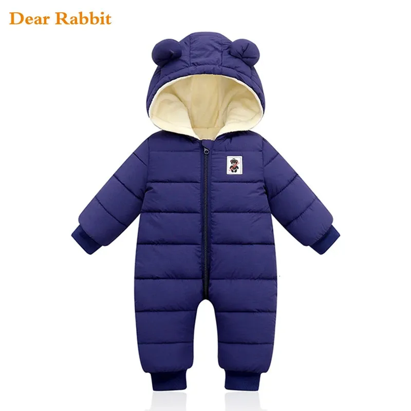 overalls baby clothes Winter Plus velvet born Infant Boys Girls Warm Thick Jumpsuit Hooded Outfits Snowsuit coat kids Romper 231225