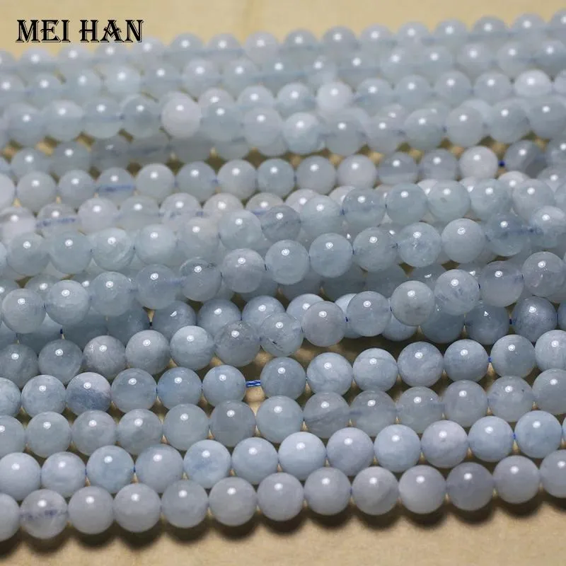 Rings Meihan Wholesale (2 Strands/set) Brazil Aquamarine 6mm Natural Round Loose Beads for Jewelry Making Design