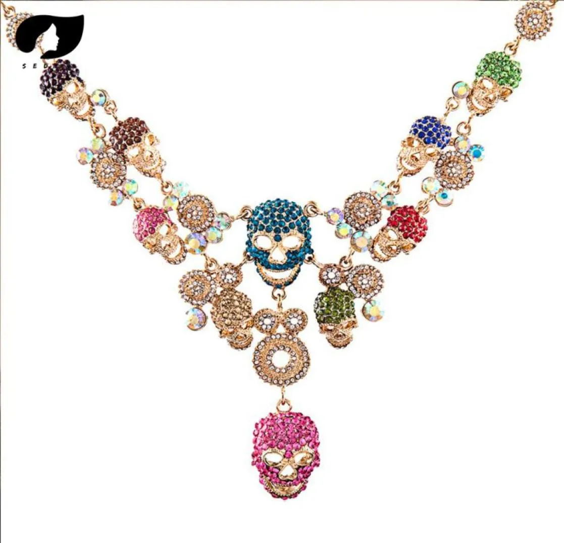 2019 Metal Skull Pendant Crystal Chokers Skeleton Necklaces For Women039s Fashion Vintage Imported Female Accessory J1907114991182