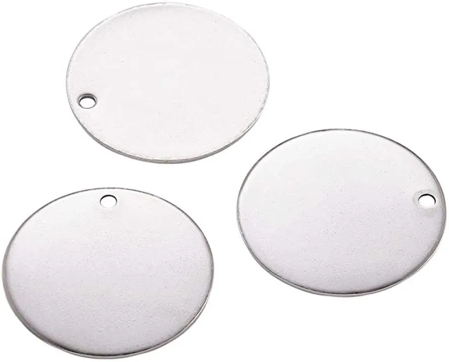 100pcs Stainless Steel Round Charms Dog Tag Medal Stamping Blanks Pendants For Necklaces DIY 8 10 12 15 18 20 25mm Jewelry Making 9612537